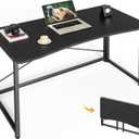 Huuger Folding Desk for Small Spaces, 39.3 Inch Foldable Computer Table, for Home Office, Study, Bedroom, Dorm, Space Saving, Small Writing Work Office Computer Desk, Easy to Fold, Black, 18.9"D x 39.4"W