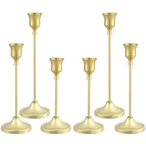 Tunyet Candlestick Holders 6PCS, Metal Taper Candle Holder, Gold Candle Holders for Pillar Candles, Candle Holder for Halloween Decorations6 Pcs