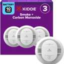 Kidde Smoke & Carbon Monoxide Detector, 10-Year Battery, 30CUD10, 3 Pack
No Battery Replacements or Low Battery Chirps, 2-in-1 Detection, LED Status Lights, Ideal for Homes & Apartments