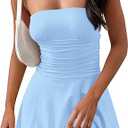 MEROKEETY Women's 2026 Summer Strapless Tube Dress Sexy Off Shoulder Ruffle Tiered Flowy Mini Dresses