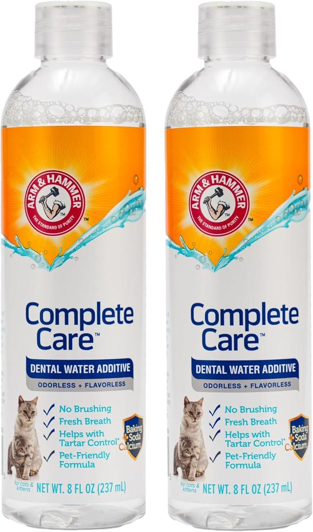 Arm & Hammer Complete Care Dental Water Additive for Cats, Cat Breath Freshener, Cat Mouth Wash or Dental Rinse, Simply Add to Pet Drinking Water for Fresher Breath, Value Size 8 FL OZ - 2 Pack