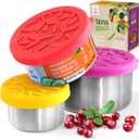 TAVVA Stainless Steel Snack Containers for Kids [12oz/ 7oz/ 3oz] - Leakproof with Silicone Lids - Lunch Box for Kids - Metal Lunchbox for School, Office, Home Food Storage - Dishwasher & Freezer Safe (Coral Reef)
