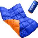 Down Puffy Blanket for Car Camping Outdoor Travel Backpacking, Duck Down Lightweight Portable Soft Warm Cozy Camping Blanket Quilt, 53"x78", Lake Blue