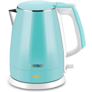 Electric Kettle(BPA Free), Double Wall Water Boiler Heater, Stainless Steel Interior, Cool Touch Coffee Pot & Tea Kettle, Auto Shut-Off and Boil-Dry Protection, 1.5L