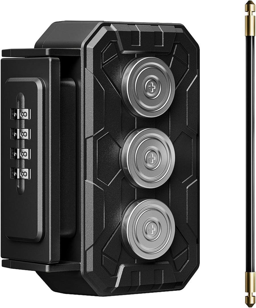 Magnetic Key Lock Box,Magnetic Key Holder Under car,Magnetic Key Cabinets,Key Holder Magnetic,Hide a Key Magnetic Holder,Waterproof Magnetic Key Hider Outside,4 Combinations & Dual Mounting,