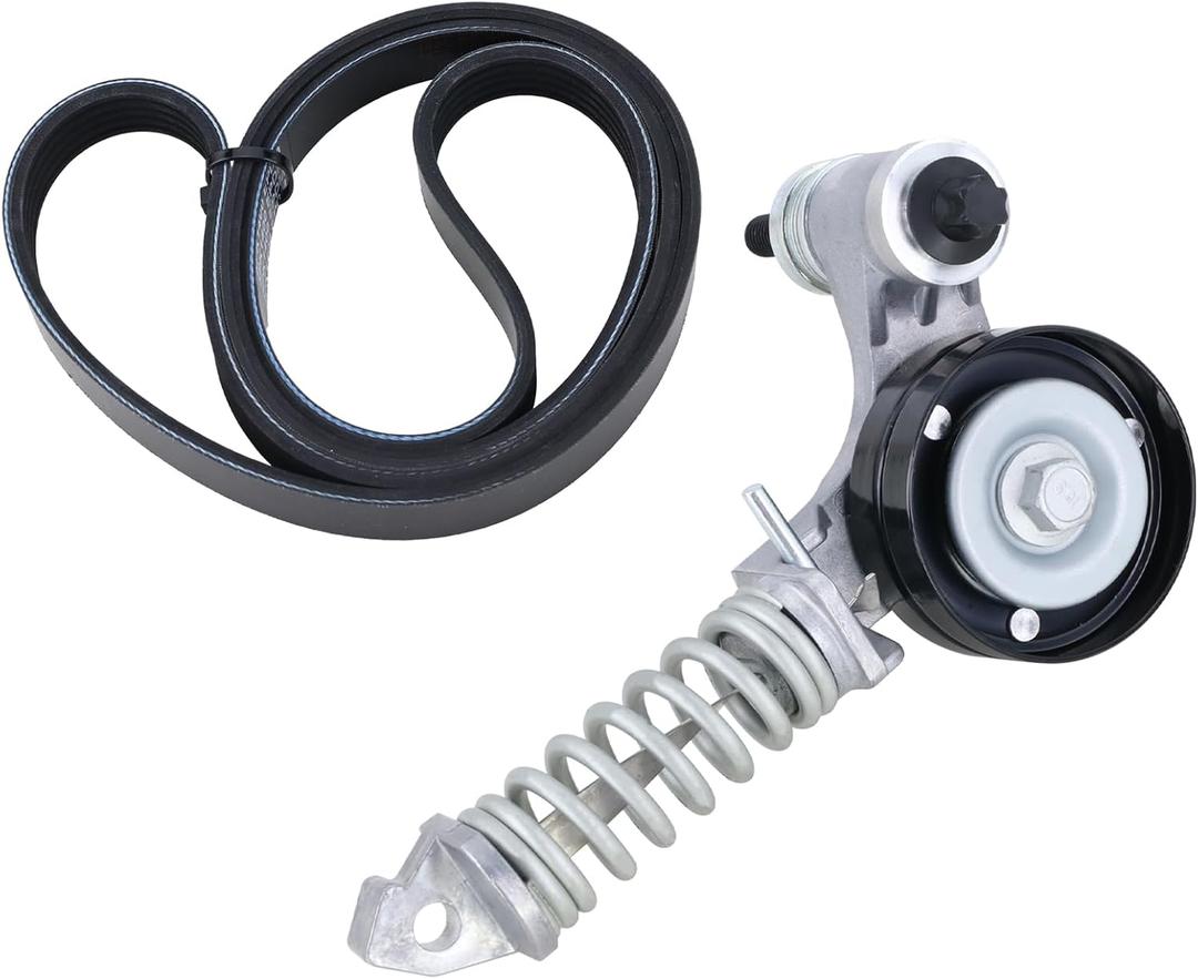 Drive Belt Tensioner Pulley Assembly with Serpentine Belt Compatible with Buick Encore 2013-2020 L4 1.4L & Chevrolet Trax 2013-2020, Sonic 2012-2019, Cruze 2011-2016, Cruze Limited 2016 L4 1.4L