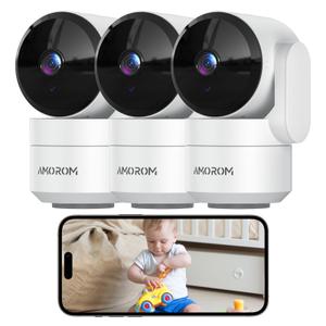 2 Pack Indoor Security Camera, 360° Pan Tilt Home Surveillance Cam, 2-Way Audio Night Vision Motion Detection, 2.4GHz WiFi Camera, Phone App, Cloud SD Card Storage, Compatible with Alexa Google Home