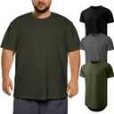 Men's Big and Tall T-Shirts Casual Stretch Short-Sleeve Tee for Men (Black/Dark Gray/Army Green), Size 5XL