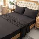 PURE ERA Jersey Knit 4pc Bed Sheet Set 100% T-Shirt Cotton Super Soft Comfy Breathable Fits Mattress Up to 20" Extra Deep Pocket (Solid Deep Brown, Queen)