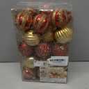 SHareconn 30ct 2.36 Inch Christmas Tree Balls Ornaments, Colored Shatterproof Plastic Decorative Baubles Decorations for Xmas Tree Decor Holiday Party Wedding Decoration (Red & Gold, 60mm)