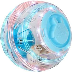 Flash Hamster Ball 15cm 6Inch Running Activity Exercise Toy Transparent for Small Animals Cage Accessories (L, Blue D)