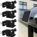 4 Pack Solar Panel Gutter Mount for Ring, Arlo, Blink Solar Panels, No-Drill Adjustable Aluminum Bracket with 360 Swivel & 180 Tilt for Outdoor Wireless Cameras, Black