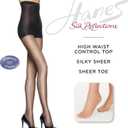 Hanes Silk Reflections Control Top Sheer Toe Silky Sheer High Waisted Pantyhose, Barely There, Size EF (Pack of 1)