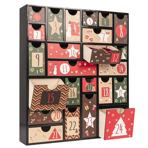 SUNGIFT Wooden Advent Calendar, Christmas Countdown Calendar Boxes with 24 Drawers and Numbers to Fill 2025, DIY Reusable Advent Calendar Decoration Xmas Gift for Kids, Adults, Family, Friends