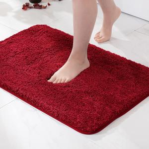 MIULEE Red Extra Thick Non Slip Bathroom Rug Shaggy Soft Bath Mat Plush Microfiber Absorbent Water for Shower Tub Machine Washable (24x40 Inches)