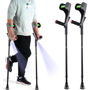 Forearm Crutches for Adults Foldable Knee Patients Mobility aids for Childre and Seniors for with Leg Injury Adjustable Travel Lightweight Walking Stick (Black Pro)