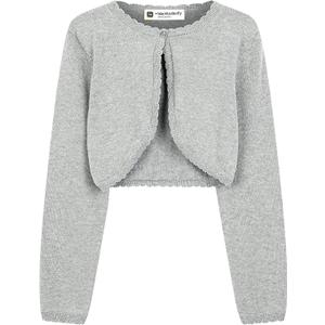 BlackButterfly Girls Long Sleeve Sparkle Cardigan Childrens Kids Bolero Shrug (13-14 Years, Silver)