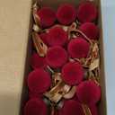 Lenwen 54 Pcs Red Velvet Christmas Balls Ornaments Bulk 1.18 Inch Mini Flocked Christmas Tree Decorations Xmas Plastic Rustic Neutral Farmhouse Hanging Ornaments for Tree Home Kitchen Decor