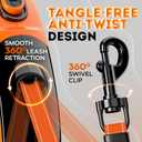 Retractable Dog Leash 18.2 ft Chew Proof Cable Included 360 Tangle-Free Design Heavy Duty Reflective Leash Soft Anti-Slip Grip Outdoor Daily for Small Medium Large Dogs up to 110 lbs (Orange)