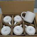 famiware Coffee Mug Set for 6, Star 12 oz Catering Mugs Cup Set with Handle for Coffee, Tea, Cocoa, Milk - Ceramic Stoneware Drinkware Set, Matte White