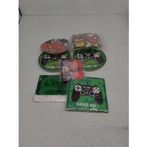 Video Games Party Tableware Supplies Set Including 20 pcs Plates, Table Cover and 20 pcs Napkins, Video Games Theme Party Baby Shower Birthday Decorations