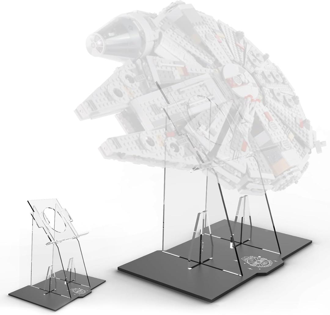 Display Stand for Lego Millennium Falcon 75105 Star Wars Building Set, Acrylic Display Holder, Vertical Display Bracket for Lego 75105, 14.96 x 9.84 x 1.57 inches