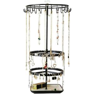 Multi Layer Rotating Jewelry Storage Rack, Capable Of Storing Rings, Earrings, Necklaces, Bracelets, Adjustable Jewelry Display Tree, Black