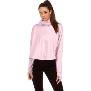 1 Pc Women's Sun Protection Jacket Hoodie with Mask UV Lightweight Full Zipper Long Sleeve Clothing Shirt Outdoor Pink (Large)