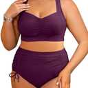 Daci Women Plus Size High Waisted Bikini Set - Two Piece Swimsuits Tummy Control Bathing Suit Ruched Bottom 2025, Size: 18W