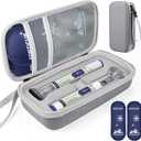 Insulated Cooler Travel Case for 2 Zepbound & Mounjaro Injector Pens, TSA Approved Tirzepatide Pen Holder with Ice Pack, Dual-Layer Mesh Pocket, Protection Case for Travel (Grey, Fits 2 Pen)