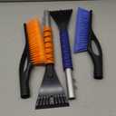 EcoNour 27" Car Snow Brush and Ice Scrapers for Car Windshield (2 Pack) | Scratch Free Bristle Head Snow Brush & Tough Window Snow Scraper with Aluminium Body | Snow Removal Winter Car Accessories (Blue & Orange)