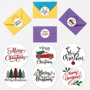 3 x Christmas Stickers for Envelope Seals Cards Making Crafts Large 2 Inch Round Merry Christmas Holiday Label Card Vinyl Stickers for Envelopes Baked Goods Gifts Presents Bag 