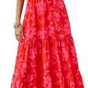 PRETTYGARDEN Women's One Shoulder Boho Floral Maxi Dress | Sleeveless Tiered A Line, Long Flowy Sundress, Tie Knot Summer Vacation Dresses, Spring Wedding Guest Outfits for Beach Party M