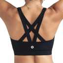 RUNNING GIRL Sports Bras for Women,Padded Strappy Sports Bras Criss-Cross Back Medium Support Sports Bras with Removable Cups (Black, M)