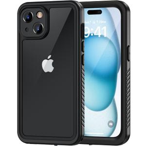 Lanhiem for iPhone 15 Case, IP68 Waterproof Dustproof Shockproof for iPhone 15 Cases with Built-in Screen Protector, Protective Heavy Duty Rugged Phone Cover for iPhone 15-6.1 inch (Black/Clear)