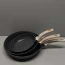 CAROTE Non Stick Frying Pan Skillet Set, Omelet Pan, Healthy Non Toxic Granite Chef Pan, Induction Compatible Egg Frying Pan with Heat-Resistant Handle, PFOA-Free,Black, 8"+10"+12"