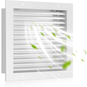 12" X 12" Gable Vents, Hon&Guan Aluminum Alloy Attic Vent for Houses Door Vents for Exterior Doors [Vent Opening: 10 x 10], White