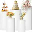 Cylinder Stands for Party, 5Pcs White Cylinder Pedestal Stand, Cilindros Para Fiestas Cake Table Stand Parties Round Cylinder Display Stand for Wedding Birthday Decor 35.4'' 29.5'' 35" 29.5" 23.6"