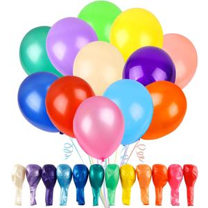 RUBFAC 120 Balloons Assorted Color 12 Inches Rainbow Latex Balloons, 12 Bright Color Party Balloons for Birthday Baby Shower Wedding Party Supplies Arch Garland