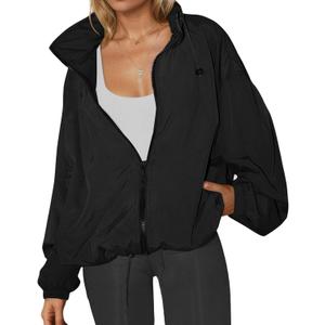 Yousify Womens Waterproof Rain Jackets Lightweight Zip Up Raincoat Outdoor Hiking Hooded Windbreaker with Pocket (X-Small, Black)