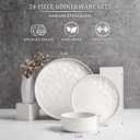 HaWare Dinnerware Sets, 24-Piece Plates and Bowls Set, Stoneware Dish Set for 8, Ceramic Dinnerware for Home Restaurant, Chip and Scratch Resistant, Microwave and Dishwasher Safe, Speckled White