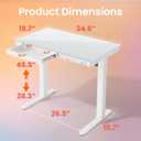 HUANUO Glass Standing Desk with Drawers, 35 X 20 Inch Electric Adjustable Height Desk, Quick Install One-Piece Tabletop with USB Charging Ports, White