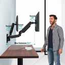 Dual Monitor Wall Mount for 13 to 32 Inch Computer Screens, Monitor Mounts for 2 Monitors Holds Up to 19.8lbs Each,Full Motion Gas Spring Monitor Arm with VESA 75x75/100x100