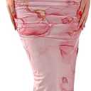 Floerns Women's Floral Print Off Shoulder Short Sleeve Ruched Bodycon Long Dress M
