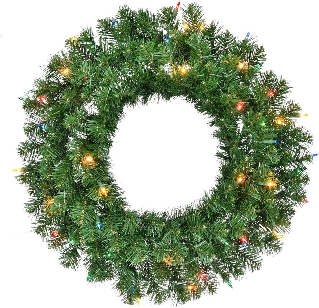 Brite Star 24 inch Northern Pre-Lit Wreath with 50 Lt Multi Mini Lights