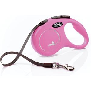 FLEXI New Classic Tape Retractable Dog Leash for Small Dogs Up to 33 lbs.  16 ft., Pink Tangle-Free Pet Walking Leash with One-Handed Brake, Pause, Lock German Quality Product