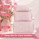 2 x 3 PCS Quilted Makeup Bag,Cute Floral Cotton Coquette Cosmetic Bag,Large Travel Toiletry Bag Makeup Brushes Storage Organizer for Women-Pink Floral