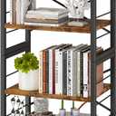 Homeiju Bookshelf, Dorm Desk Hutch, Desk Shelf Organizer, 4 Tier Stackable Bookcase, Adjustable Industrial Book Shelf Storage Organizer for Desktop, Living Room, Bedroom, Office,Rustic Black and Brown (Vintage)
