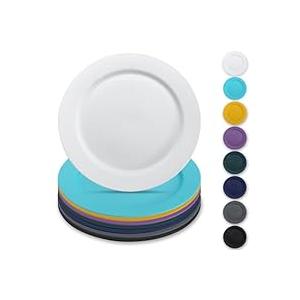 Berglander Plastic Plates Set of 8 Pieces 10", Reusable Flat Dinner Plates, Salad Plates, Pasta Bowls, Dishes Set Easy to Carry for Home, Garden, Picnic, Camping, Outdoor Assorted