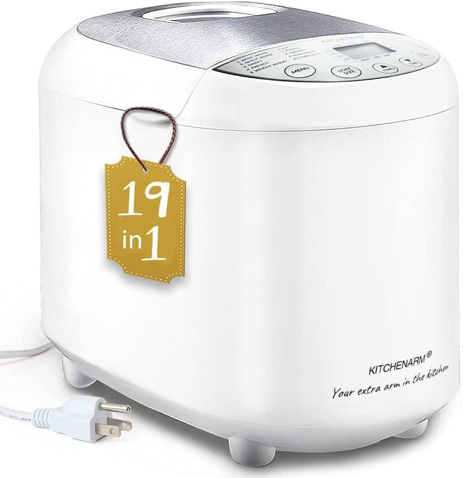KITCHENARM 19-in-1 HANDY Bread Machine with Homemade Cycle and Gluten Free Setting - Beginner Friendly 2LB 1.5LB 1LB White Bread Maker Machine with Recipes and Delay Timer